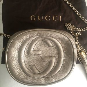 Gucci Soho Metallic Leather Mini Chain Bag, Golden